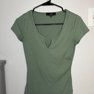 Vibe Green Fitted Cap Sleeve Tee